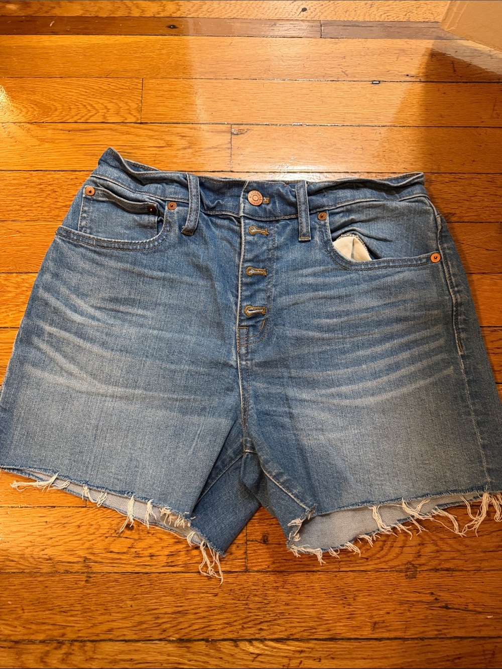 Madewell Medium Blue High-Rise Denim Shorts